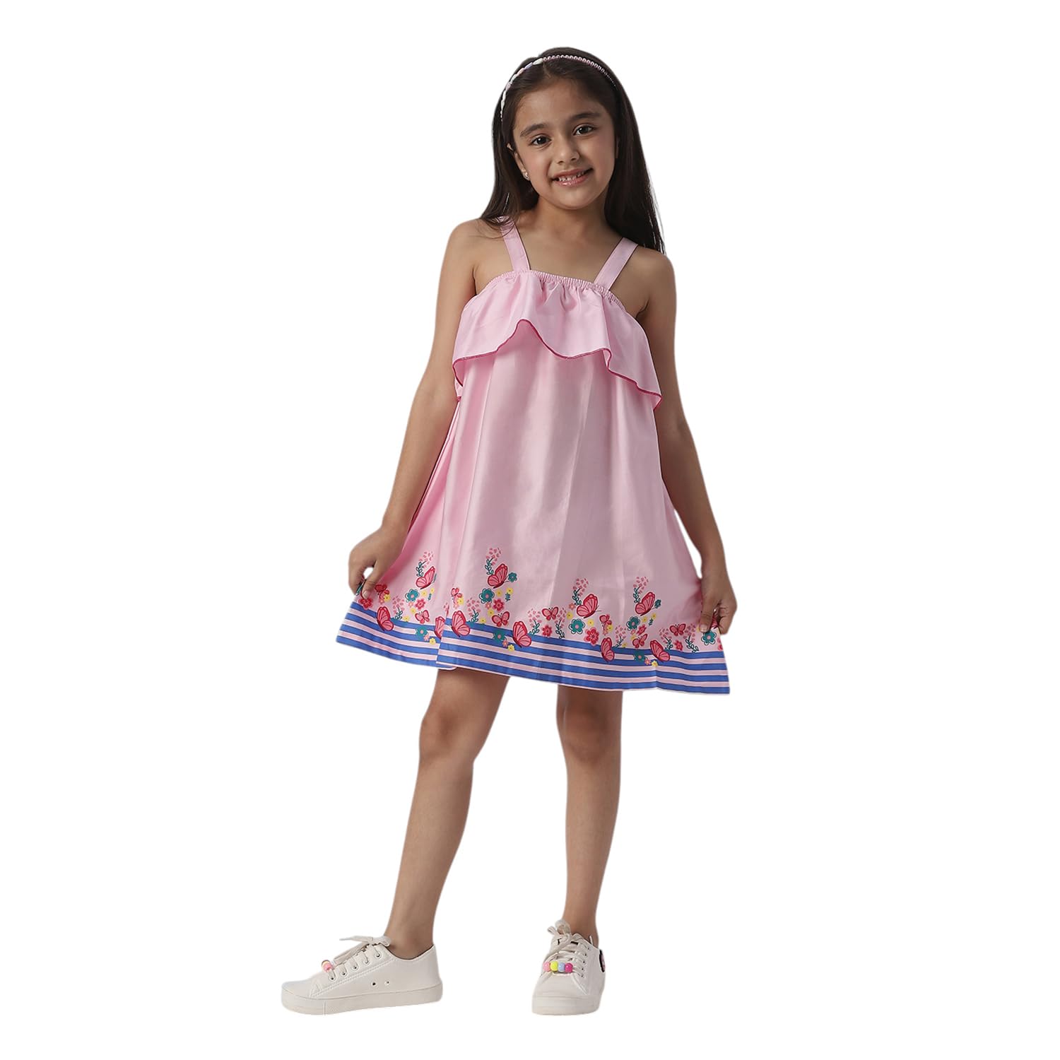 Nautinati Girls Strap Sleeve Casual Dress Age 3-8 Years Pink