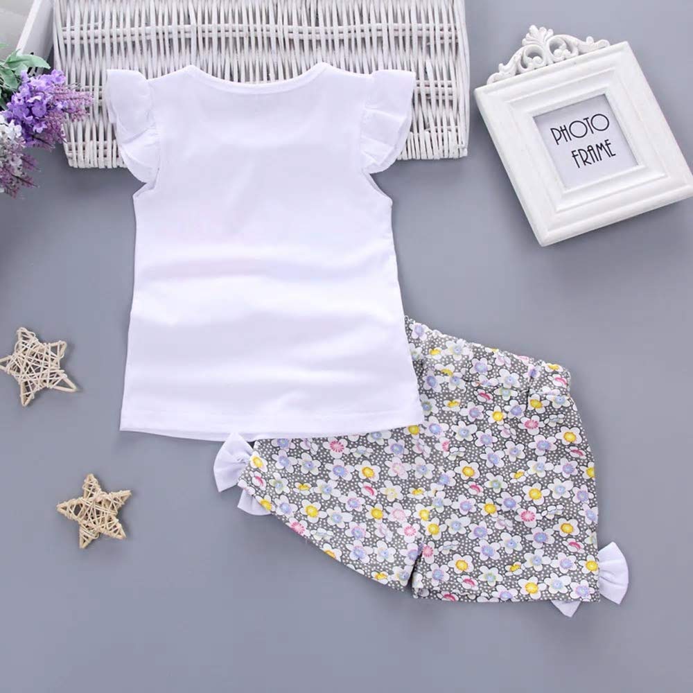 Bold N Elegant - Be Bold Inside & Elegant Outside Baby Girl's Clothes Cute Candy Bow Ruffle Top and Shorts Set (White, 6-12 Months)