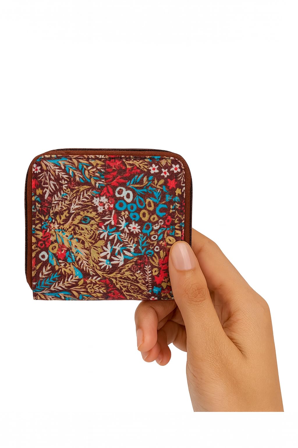Chumbak Women’s Wallet – Paisley Blossoms Collection, Vegan Leather Square Wallet with Coin Pouch, Zipper Closure & Card Slots – Maroon Stylish Purse