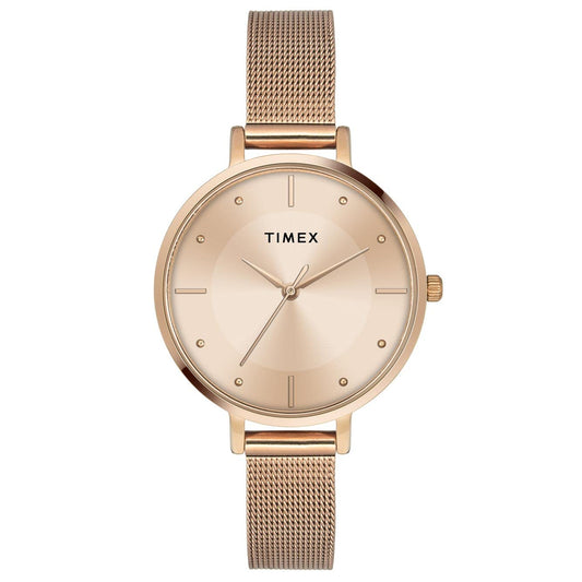 Timex Stainless Steel Analog Rose Gold Dial Women's Watch-Twel155Smu10