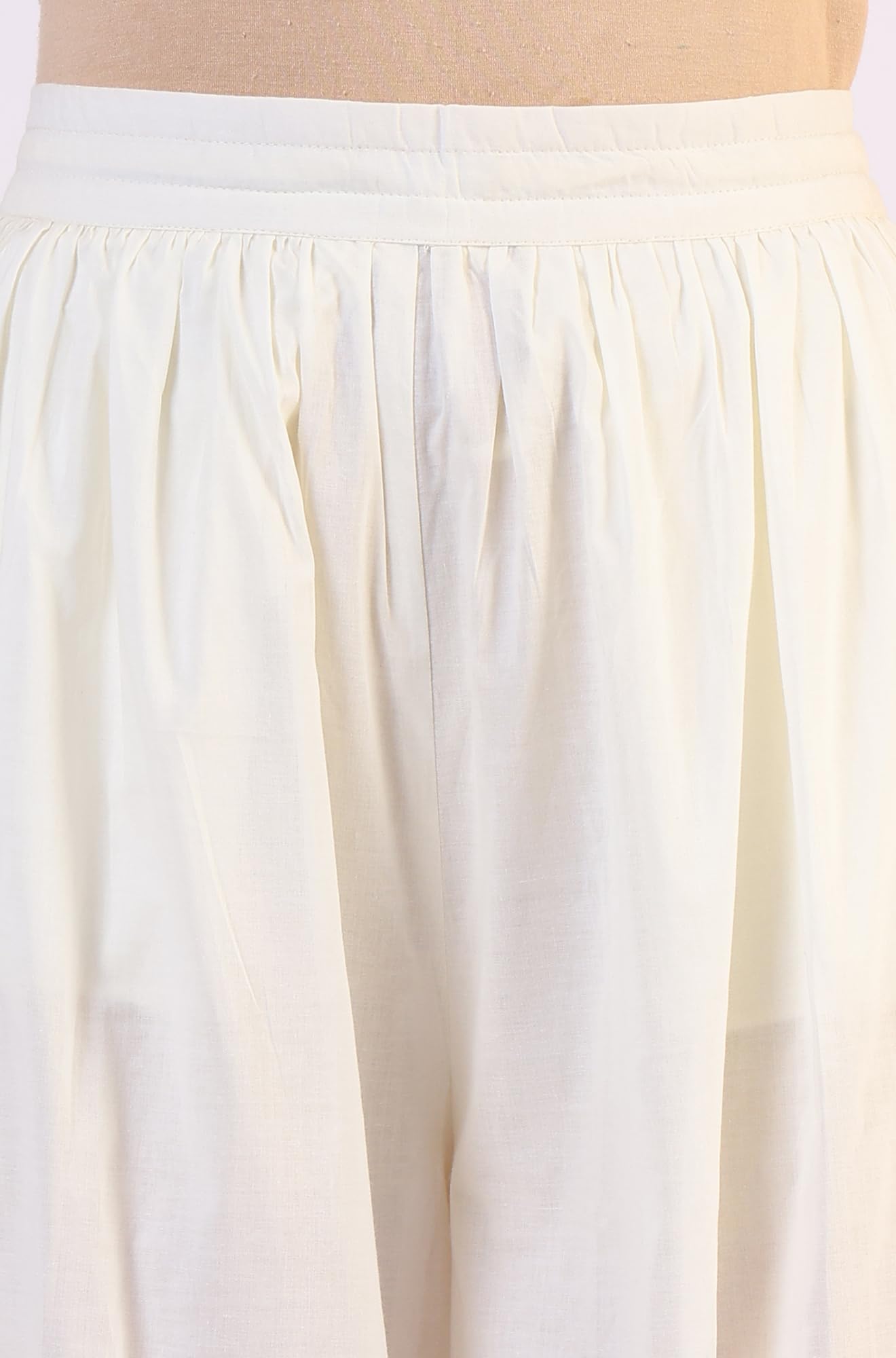 W for Woman Solid Pure Cotton Gathered Salwar (Size: L)-W63150-218090 Ecru