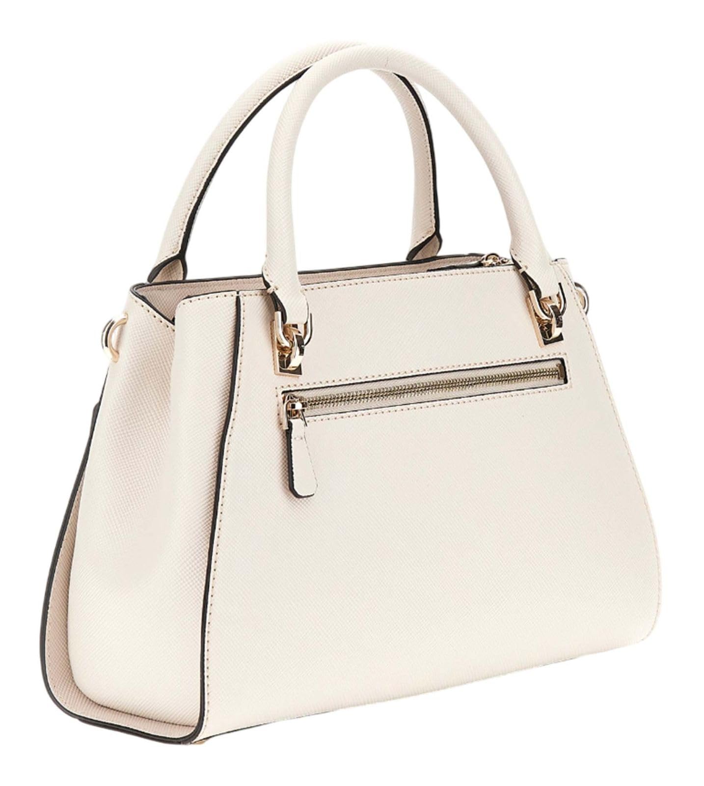 GUESS Womens Noelle Luxury Satchel Handbag, Bone/White, One Size, Noelle Luxury Satchel