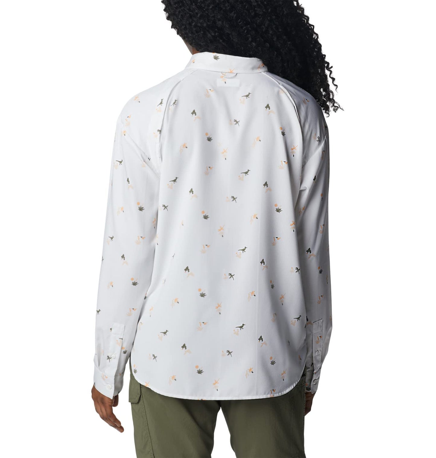 Columbia Womens Silver Ridge Utility Patterned Long Sleeve Shirt, White, Baja Blitz, S