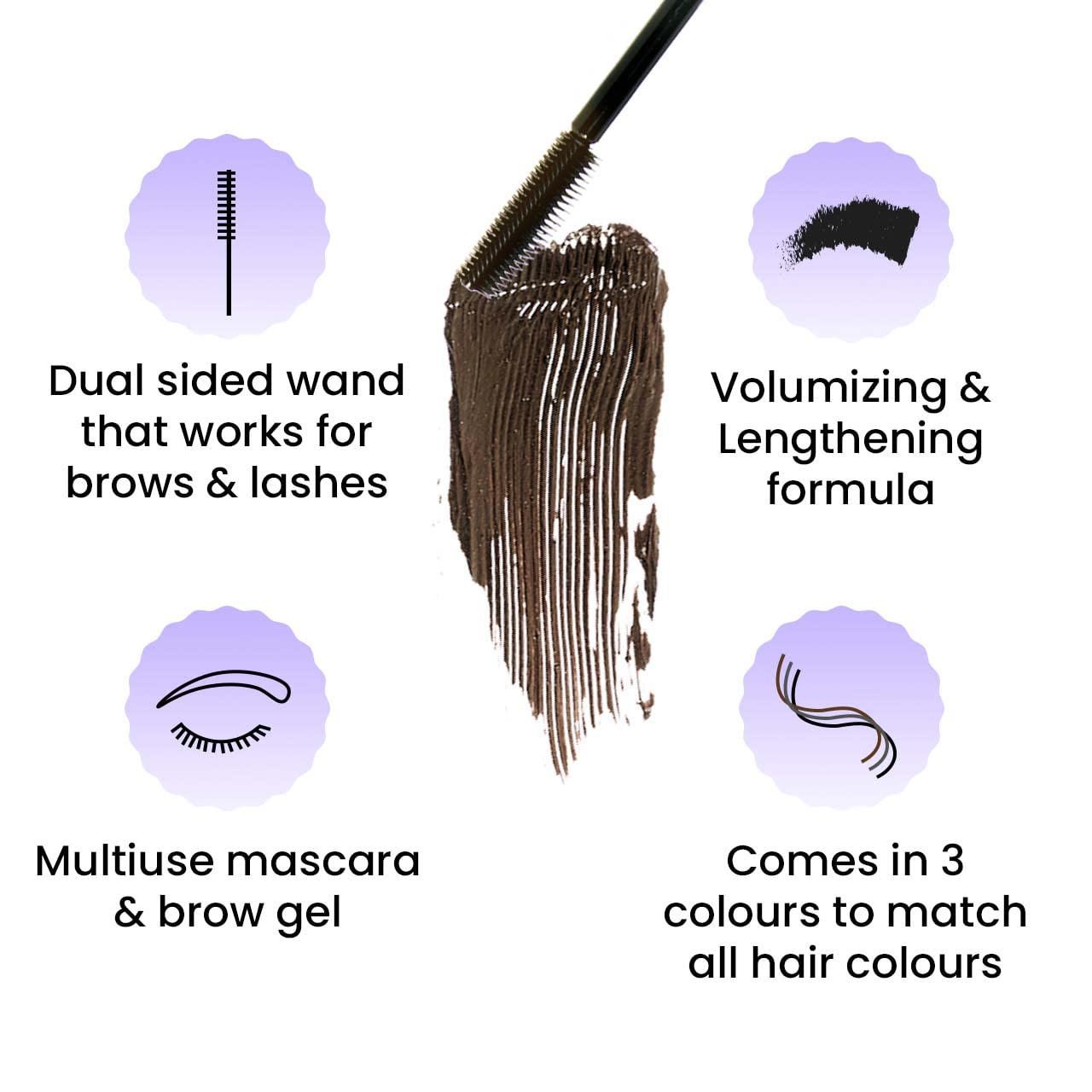 FAE Beauty 2-in-1 Volumising Mascara & Brow Gel | Lengthening & Buildable Formula | Easy To Remove | For All Genders | For Lashes & Brows | Vegan (Dark Brown)