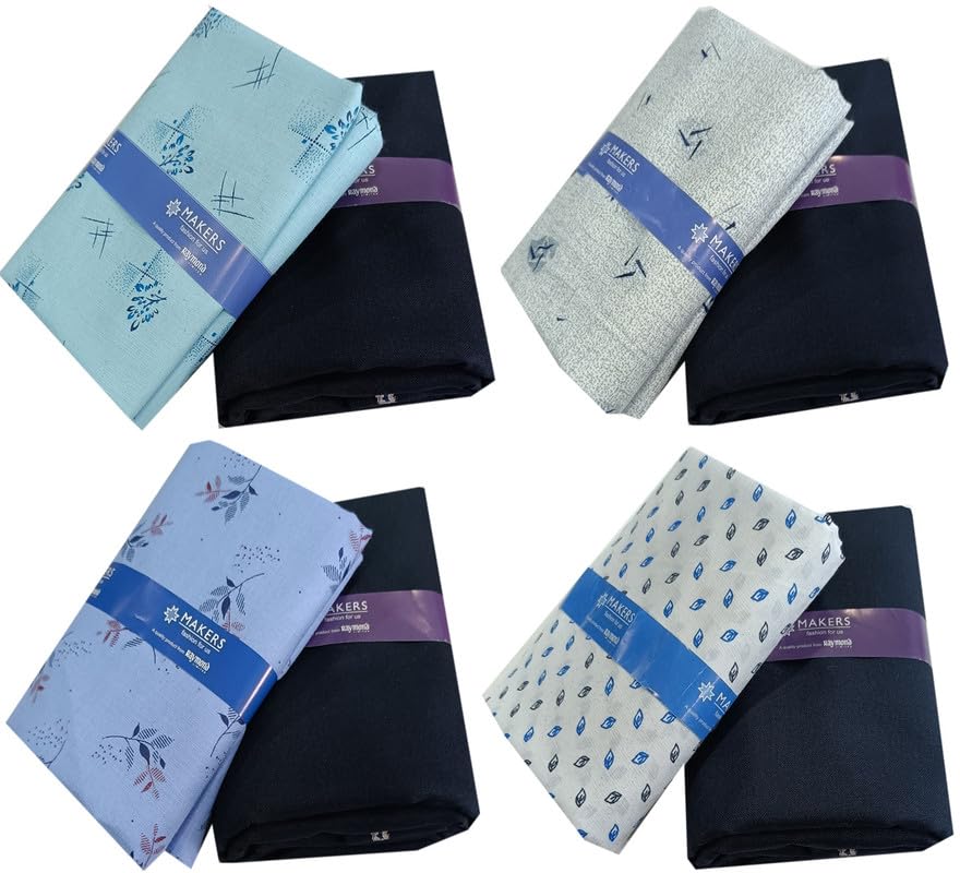 Raymond Fabric Men's Cotton Shirt and Trouser Unstitched Fabric Set of 4- Velvet Gift Pack (Multicolour_Free Size) 1