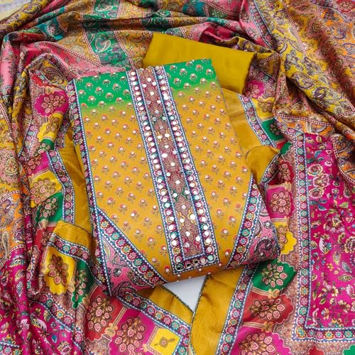 Leeli Peeri Designer Women's Crape Printed Unstitched Salwar Suit Dress Material