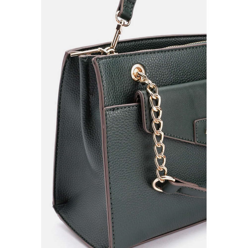 Anne Klein Faux Leather Zipper Closure Women's Satchel Bag (Green, XL)