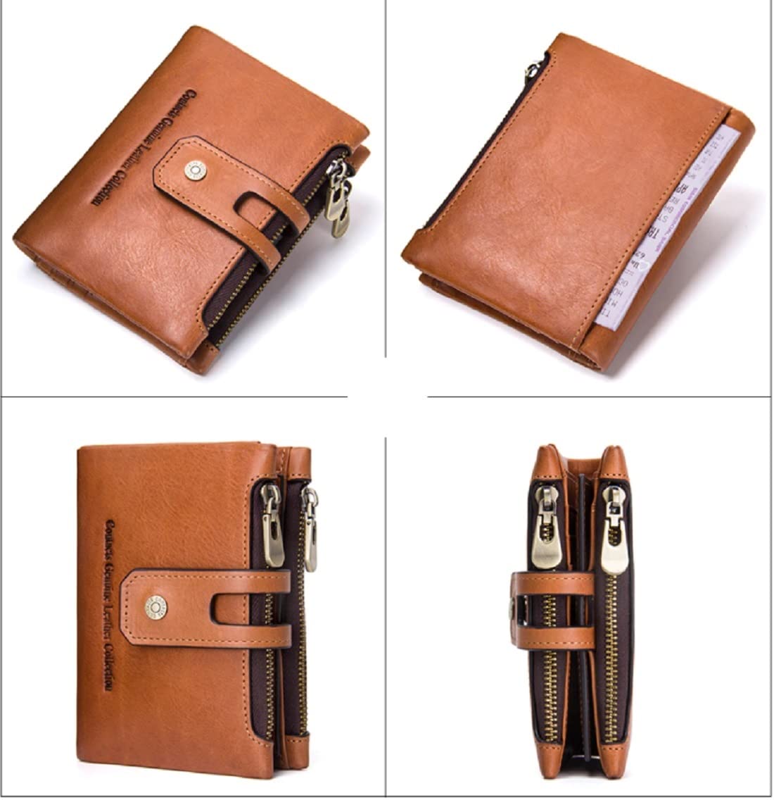 Contacts Genuine Leather Wallet for Men | Men's RFID Blocking Wallet (Beige)…