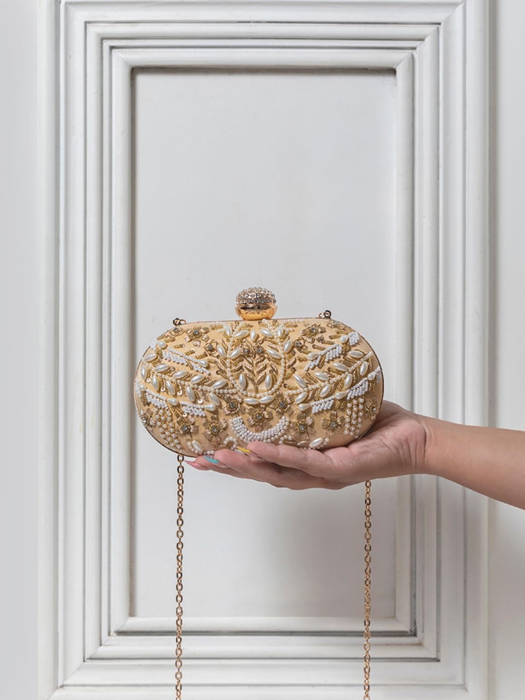 THE TAN CLAN Elizah Zarozi Hand Embroidered Clutch Purses Luxury Evening Handbags