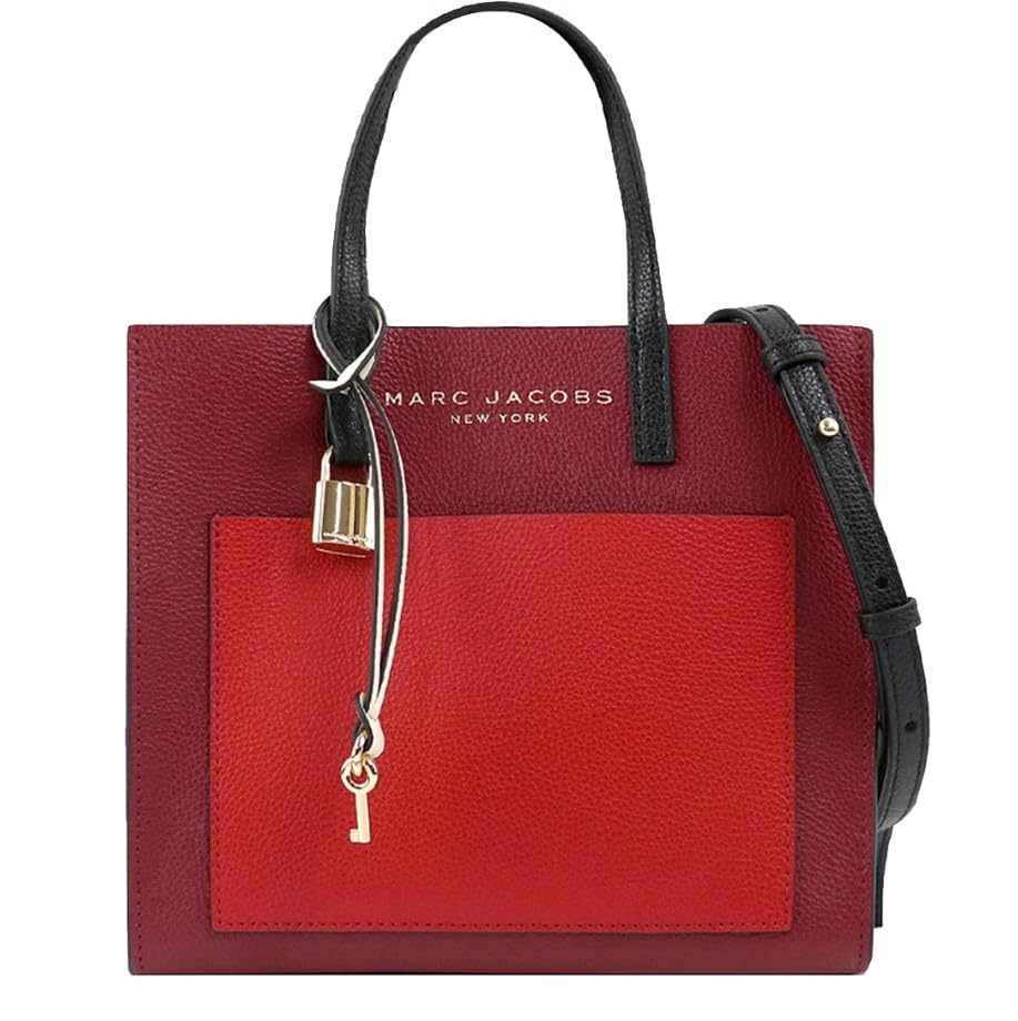 Marc Jacobs M0016132607 Mini Grind Pomegranate Red Multi Leather With Gold Hardware Mini/Small Women's Tote Bag, Pomegranate Red Multi, S, Tote Bag