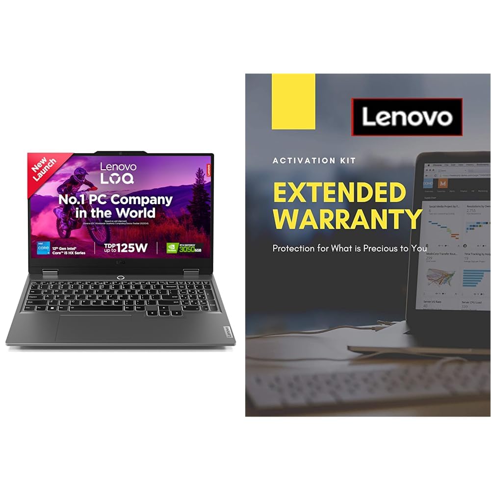 Lenovo Smartchoice LOQ, Intel Core i5-12450HX, 12th Gen, RTX 3050-6GB, 16GB RAM, 512GB SSD, FHD 144Hz 300Nits, 15.6 1 Year Extended Warranty with Onsite Service (5WS0K75657)