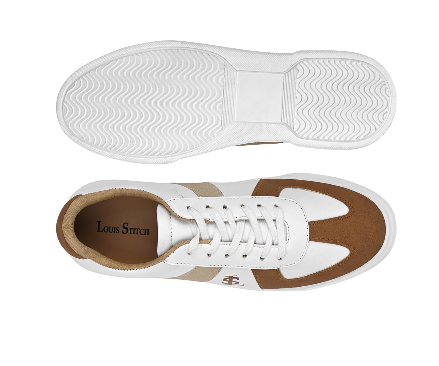 LOUIS STITCH White and Tan Sneaker for Men | Comfortable Sneaker | LSP-SNK-AVI012-WHTN