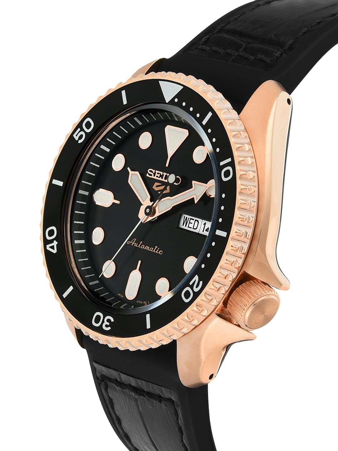 Seiko Silicone Analog Black Dial Men Watch-Srpd76K1, Black Band