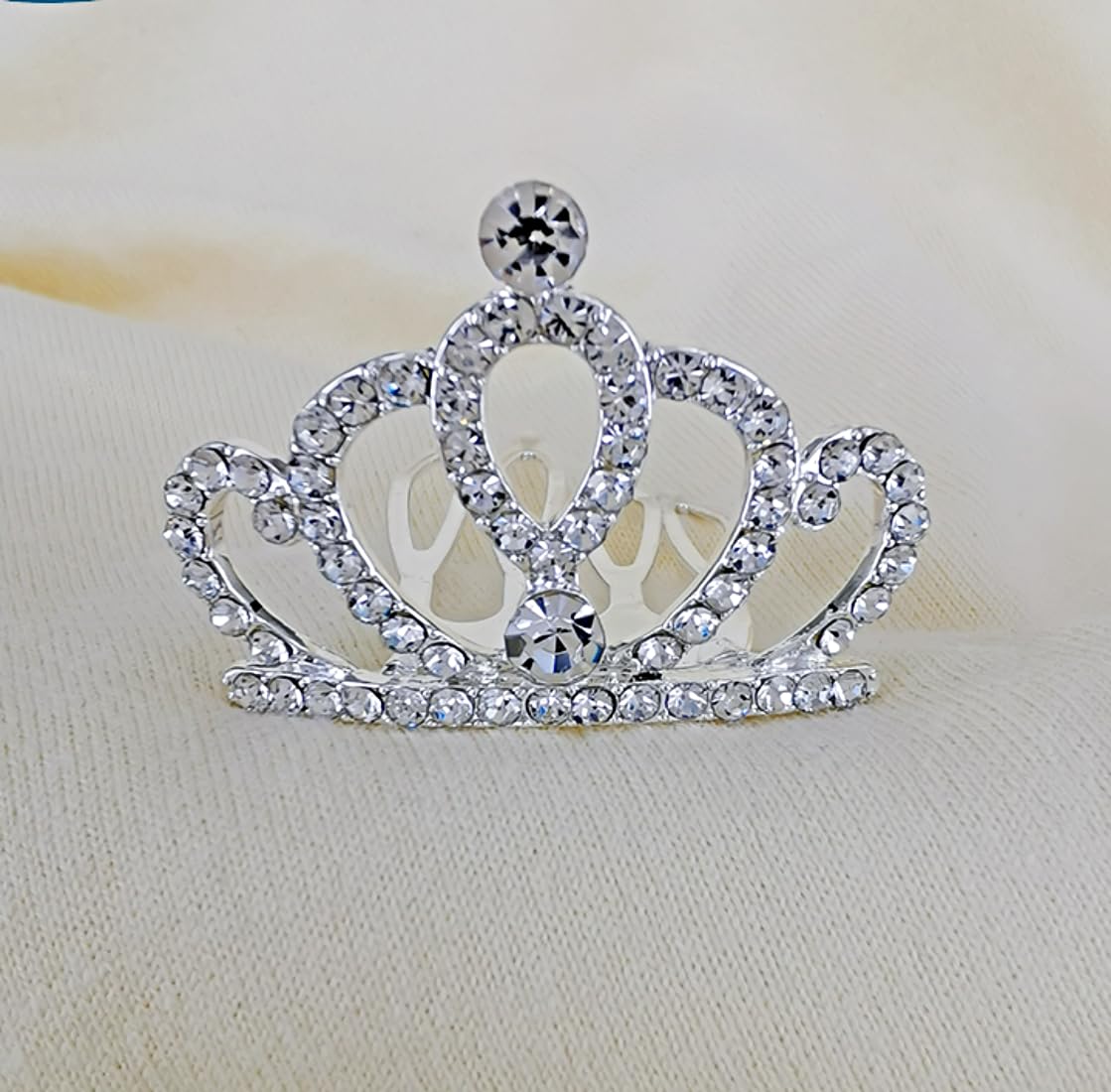 Proplady Silver Embellished Hair Princess Crown Tiara, Hair Comb for Women & Girls