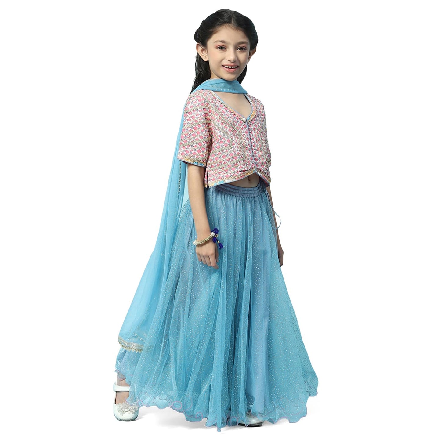 BIBA Girls Cotton Lehenga Set Readymade Pink 11