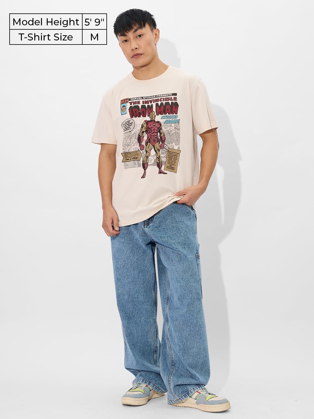 The Souled Store Official Iron Man: Vintage Men and Boys Short Sleeves Round Neck Regular Fit Cotton T-Shirts