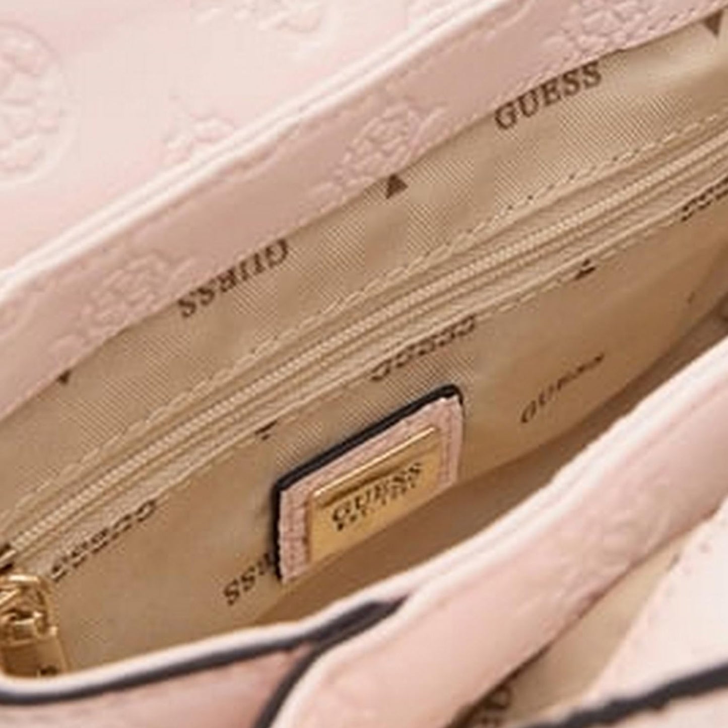 Guess Rosewater Logo Textured Phoebe Mini Crossbody Bag