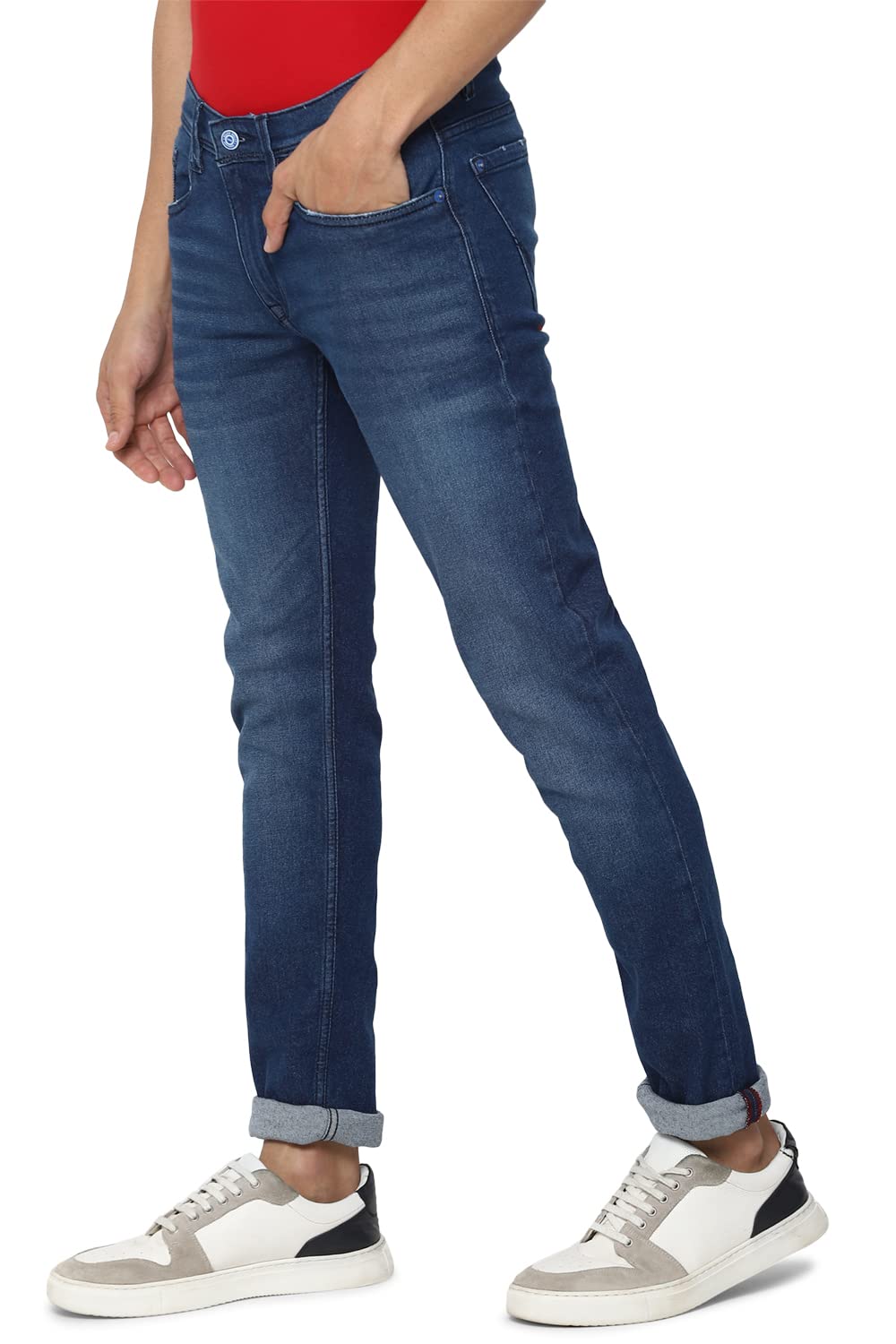 Allen Solly Men's Slim Low Rise Jeans (ALDNVSKFV81991_Medium Indigo_34)