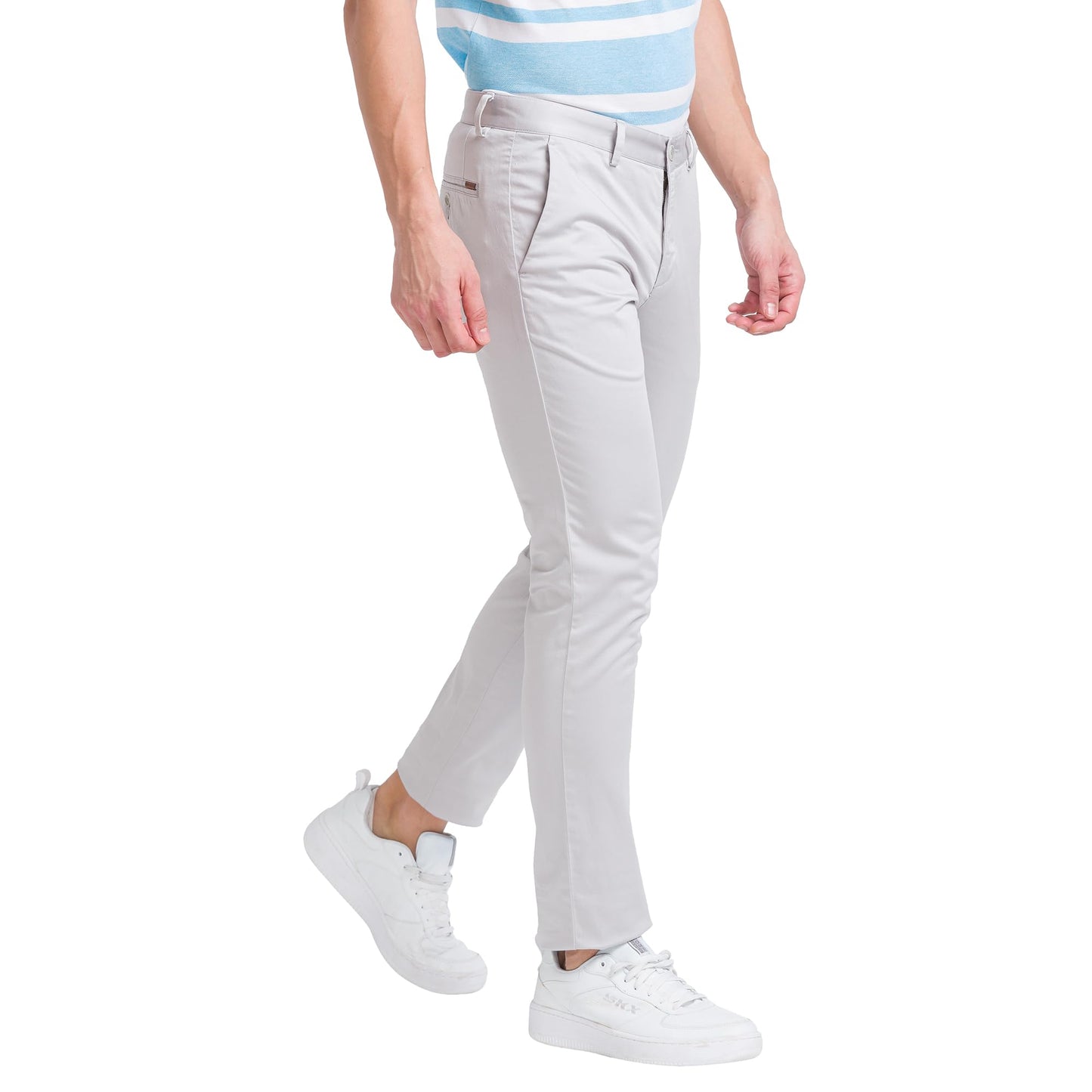 Park Avenue Solid Cotton Blend Slim Fit Men's Casual Trousers (Grey, Size_38)