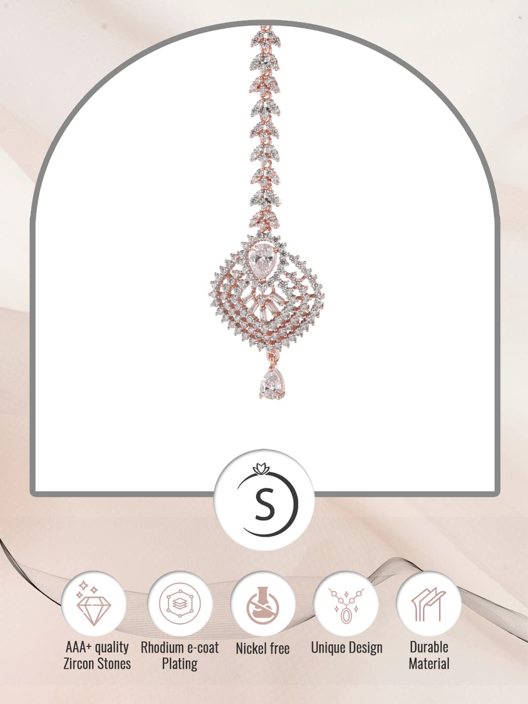 Saraf RS Jewellery-Beautiful shaped Maang Tikka AD studded Rose for Women & Girls