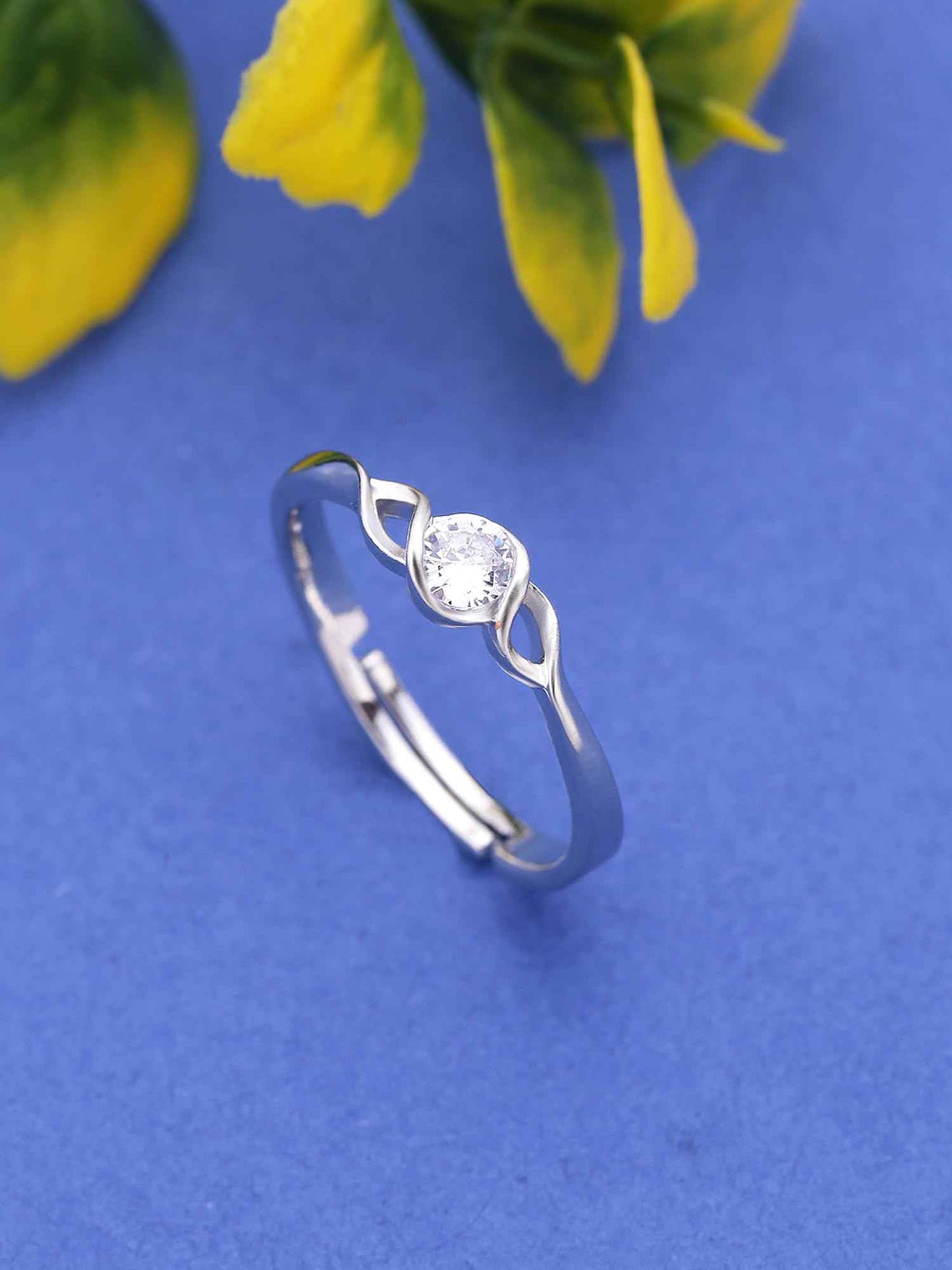 Yellow Chimes Valentine Gift for Girls Elegant Crsytal Adjustable Silver Ring for Women | Birthday Anniversary Gift For Girlfriend Wife