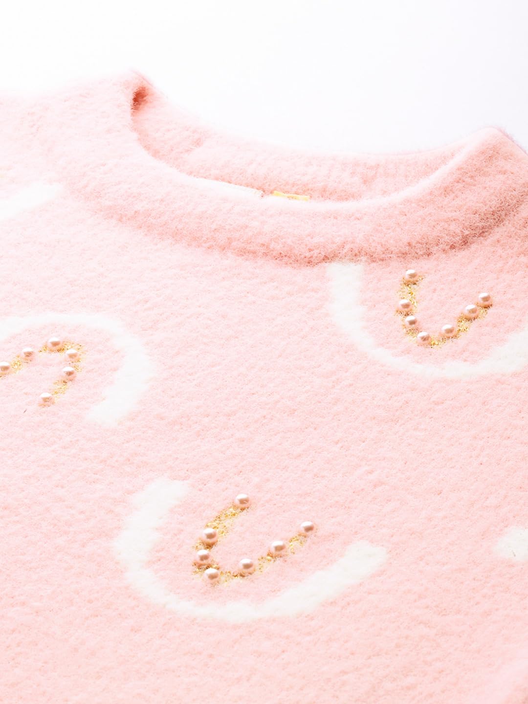 Aarika Womens Winter Wear Peach Colour Embellished Woolen Sweater-(S-L)-(TP-W-WL-MD-09-PEACH-S)