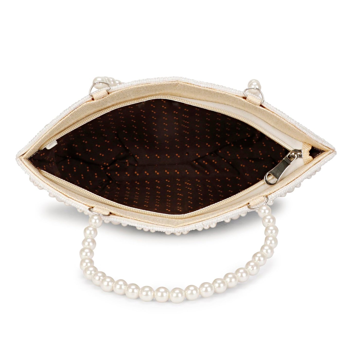 LONGING TO BUY Women Pearl Tote Clutch For Wedding & Eangement (White)