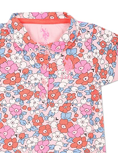 Girls Pink Short Sleeve Printed Polo Shirt