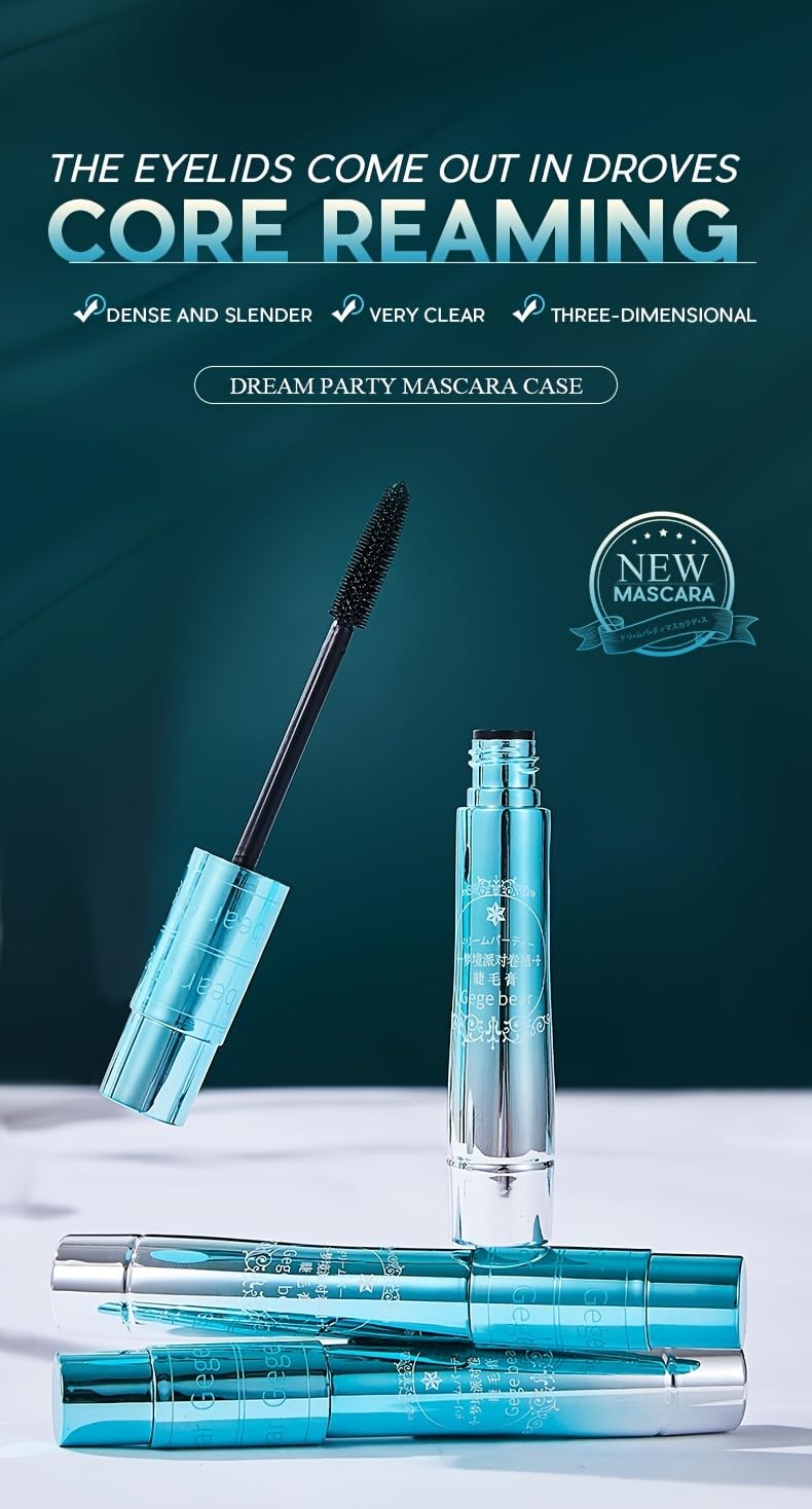 Gege Bear Dream Party Curling Mascara with Lash Fibers: Three-Step Formula for Fuller, Longer, and Curled Lashes