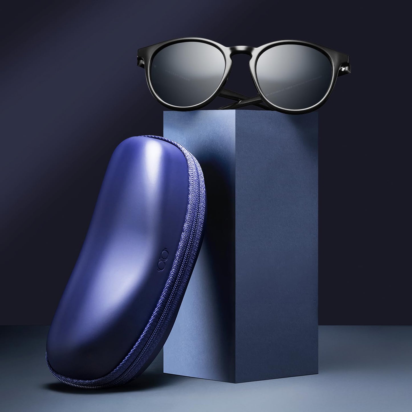 VINCENT CHASE EYEWEAR Vc S13972 By Lenskart | Full Rim Round Branded Latest And Stylish Sunglasses | Polarization And 100% Uv Protected | Men & Women | Large | (Color:-Black/Lens Grey)-Pack Of 1