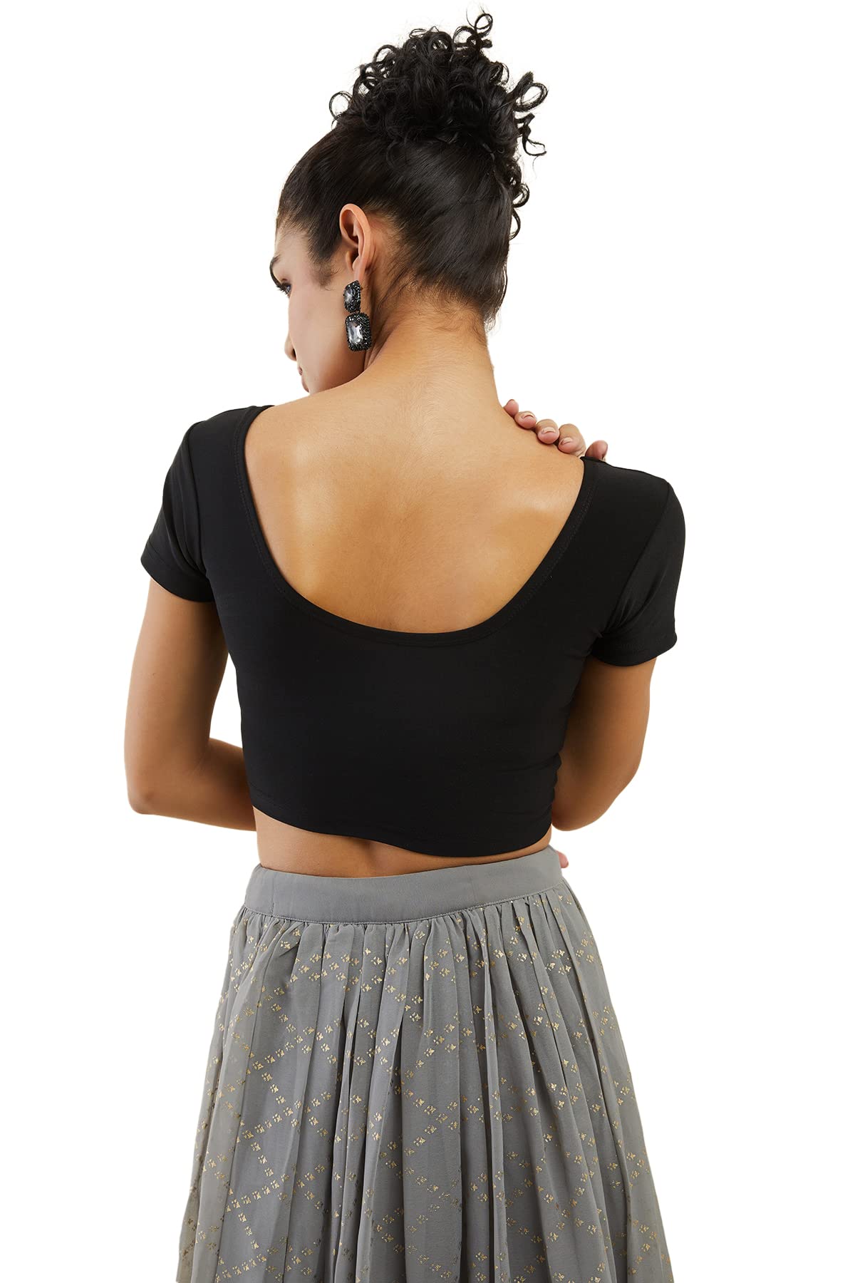 Soch Black Spandex Prince Cut Blouse