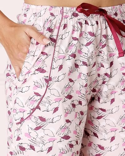 BODYCARE Women's Cotton Printed T-Shirt and Shorts Set | Soft & Breathable Nightwear | Short Sleeves | Loungewear Co-Ord Set | BSSS17030_100 Multicolour