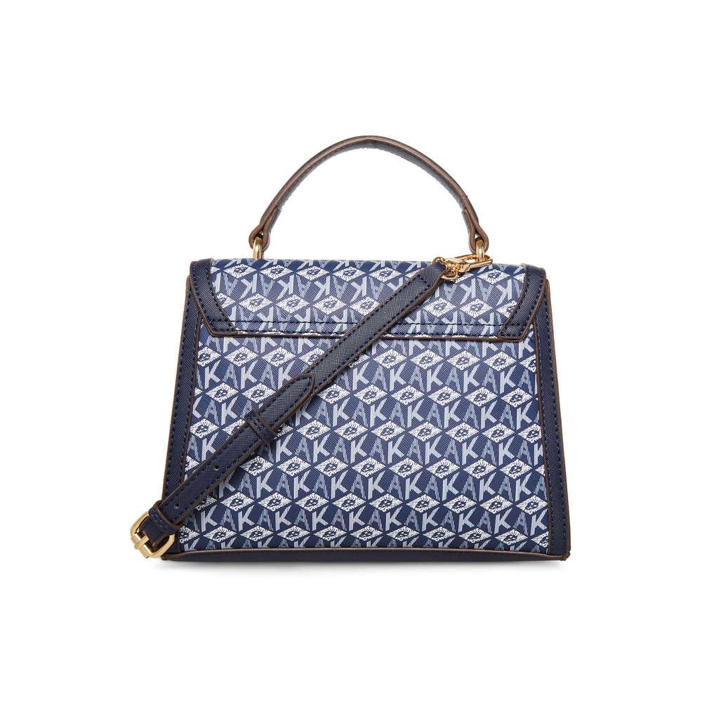 Anne Klein Faux Leather Twisted Clasp Closure Women's Satchel Bag (NAVY_BLUE,XL)