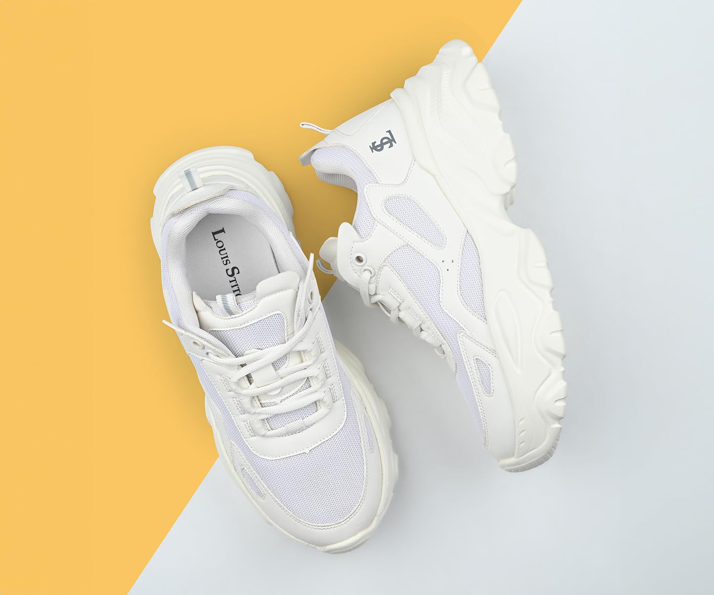 LOUIS STITCH Women’s Sneakers White | Comfortable Lightweight Walking Shoes | Stylish Casual Lace-Up Trainers for Daily Wea | LSLD-SNK-01-WH | (UK-3)