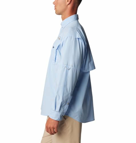 Columbia Men Blue Omni Shade Bahama II Long Sleeve Hiking | Trekking | Camping | Safari Shirt, L