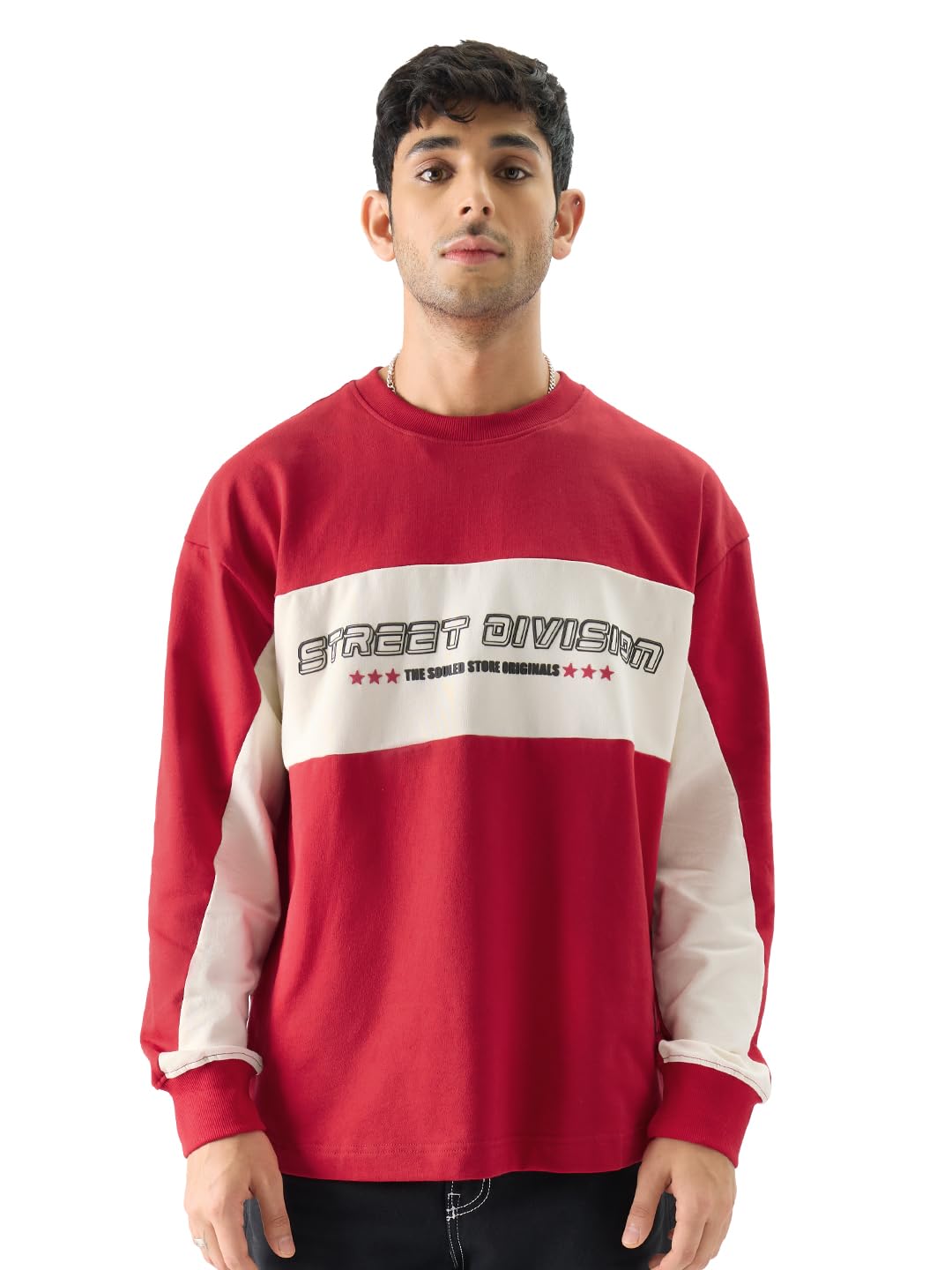 The Souled Store Race Red Round Neck Cotton Oversized Fit Full