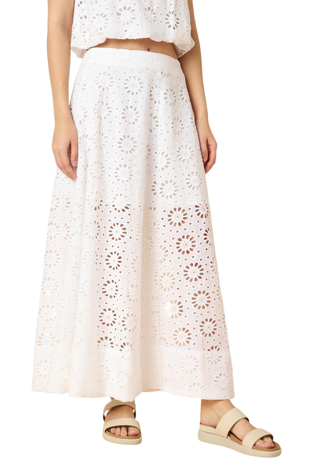 Allen Solly Women White Cut Work Casual Skirt
