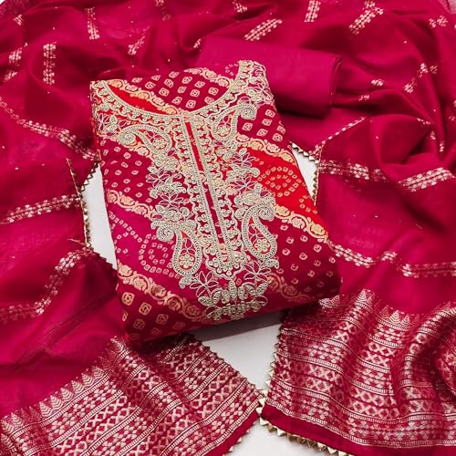 Leeli Peeri Designer Women's Chanderi Print With Sequence Coding Work Unstitched Dress Material