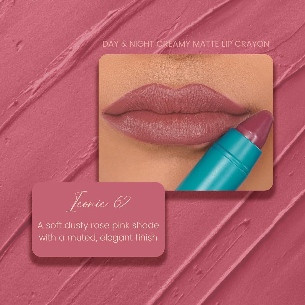 Parul Garg Beauty Creamy Matte Lip Crayon | Soft Matte & Hydrating Formula with Almond Oil & Vitamin E | Rich Pigment & Comfortable Wear | 100% Vegan (Iconic)