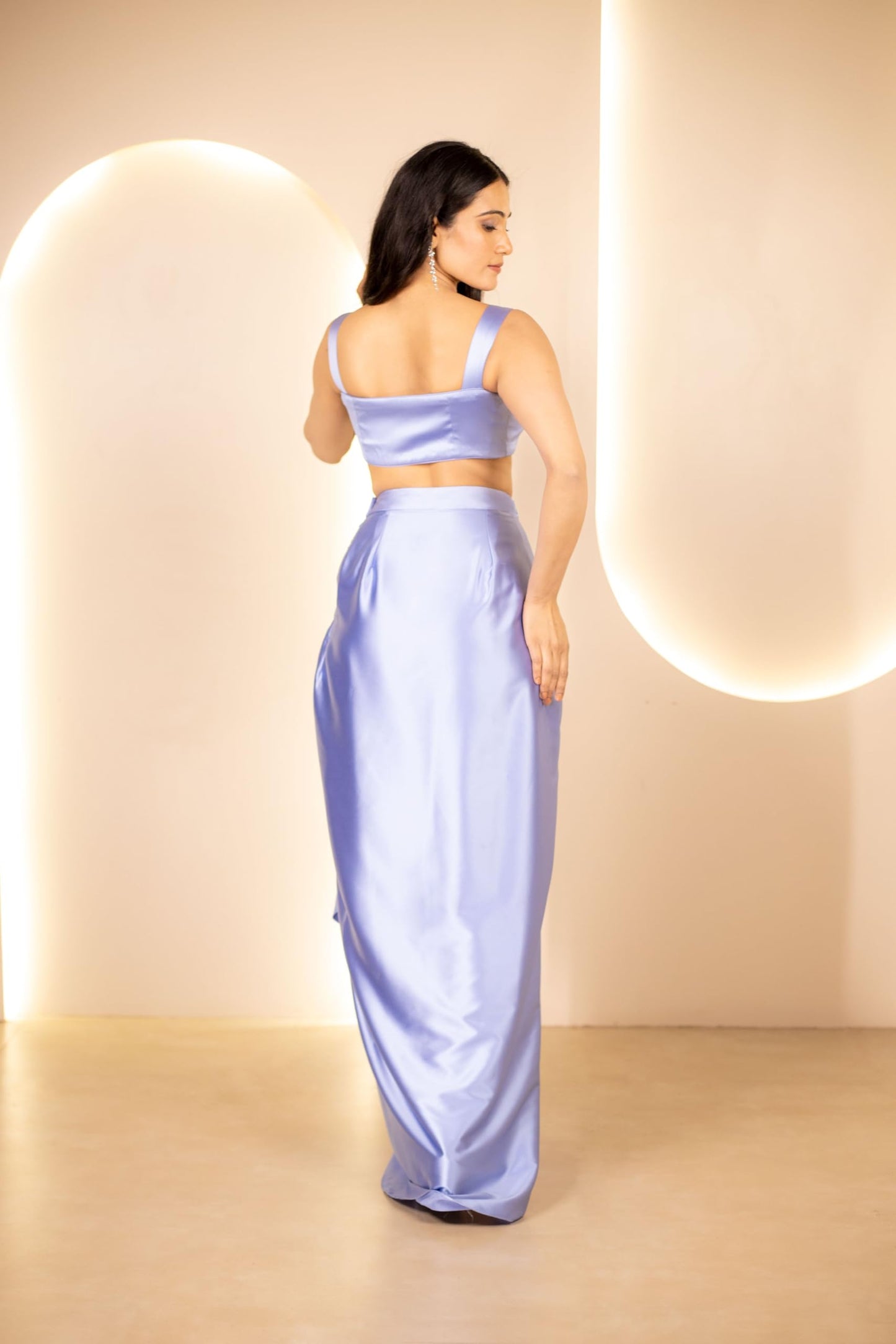 The Behruz Theory Embellished Blouse with Drape Skirt & Shrug | Elegant Drape Skirt | Modern Fusion Wear | Premium Fabrics | Perfect for Special Events | Party wear dress