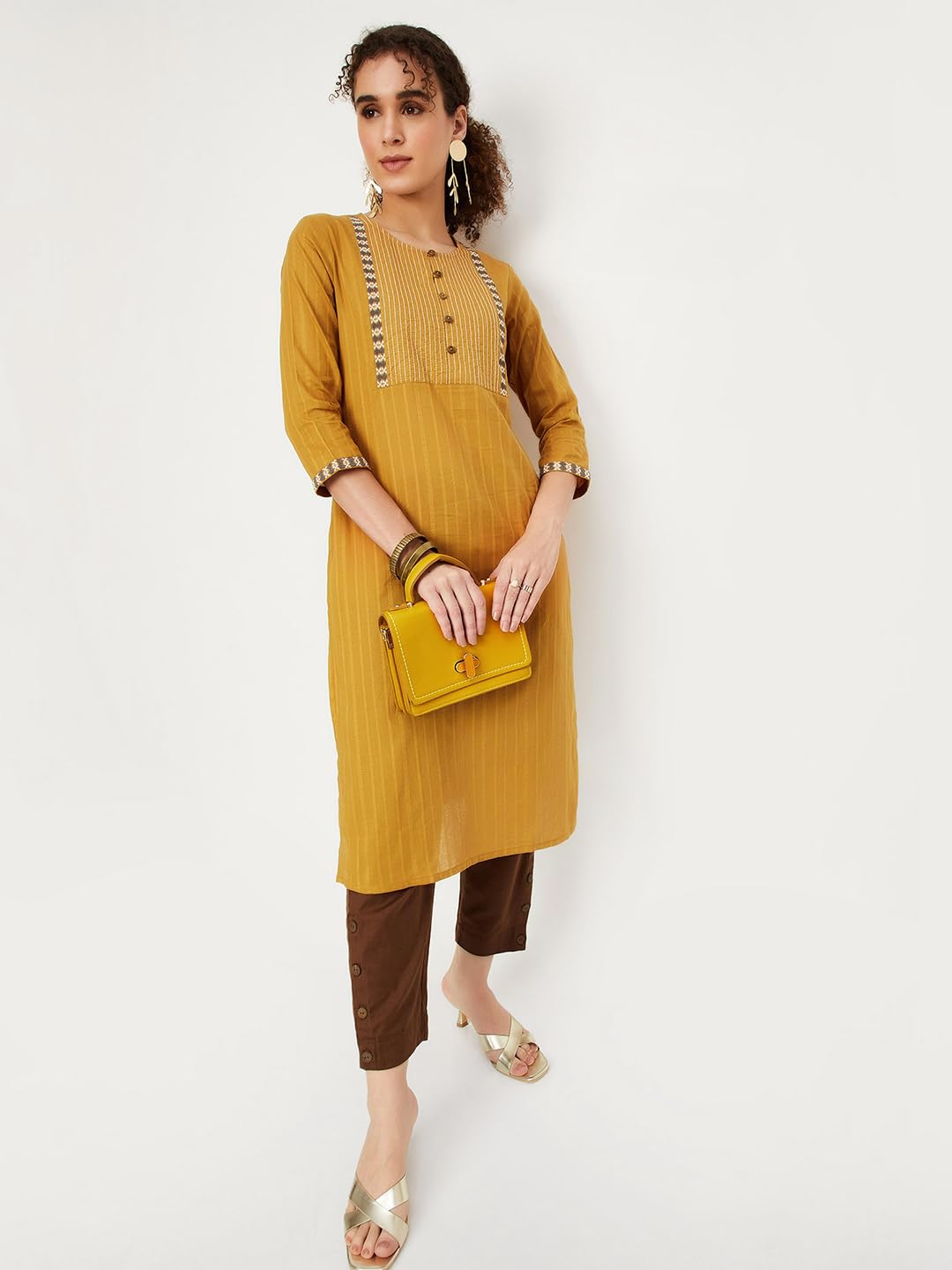 Max Women's Cotton Blend Straight Shirt (WWKI31006MUSTARD_Mustard