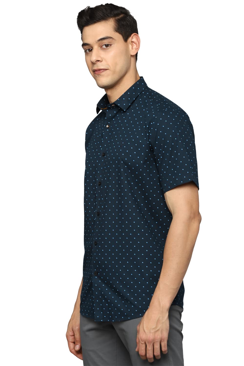 Allen Solly Men's Solid Regular Fit Shirt (ASSHQSPFJ45854_Navy 42)