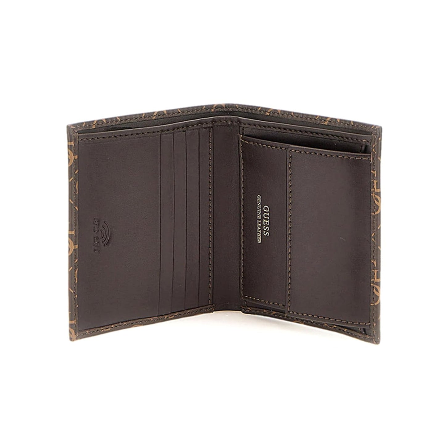 GUESS Brown Monogram Leather Bi-Fold Wallet
