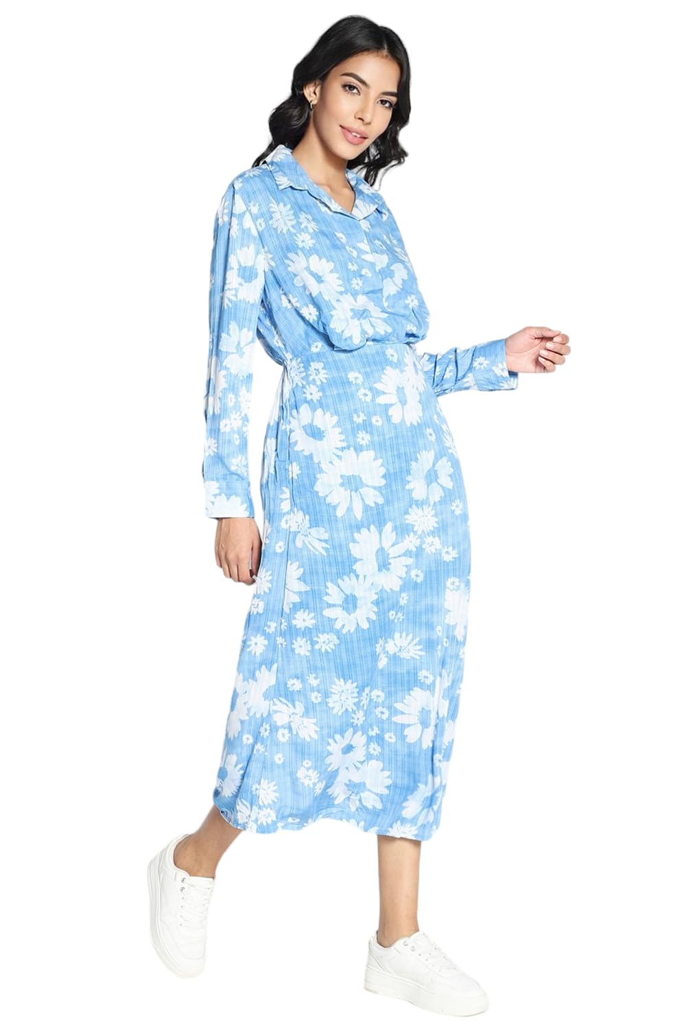 American Eagle Women's Rayon Modern Calf Length Dress (WEA0397620400_Blue