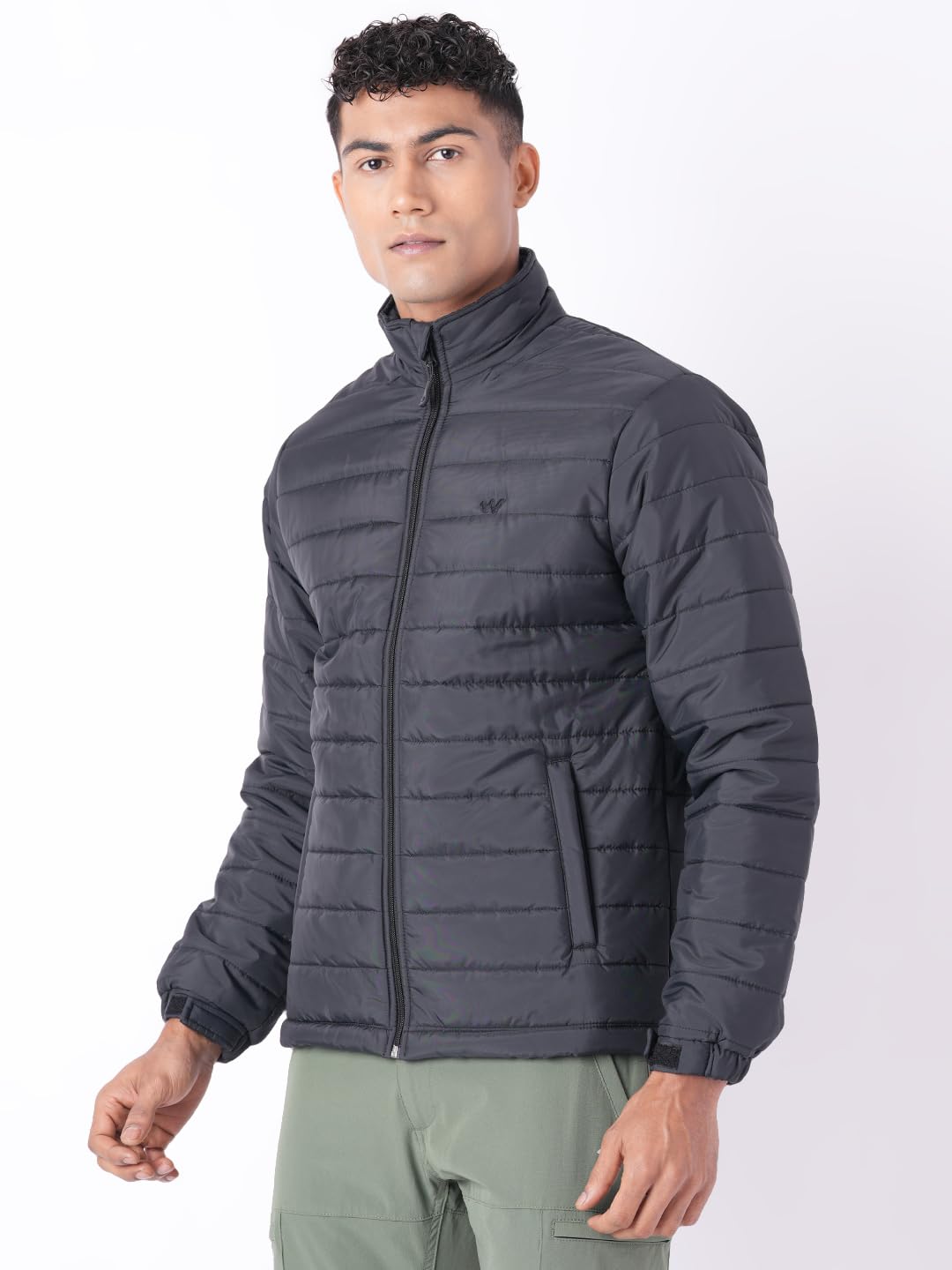 Wildcraft Men Alpine Solid Nylon Blend Collored Casual Quilted Husky Jacket, Full Sleeve - Regular fit, Black, XXL