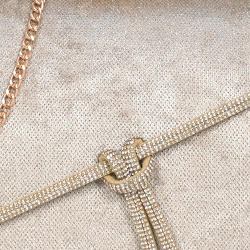 ESBEDA Antiquegold Color Crystal Belt Top Handle Clutch