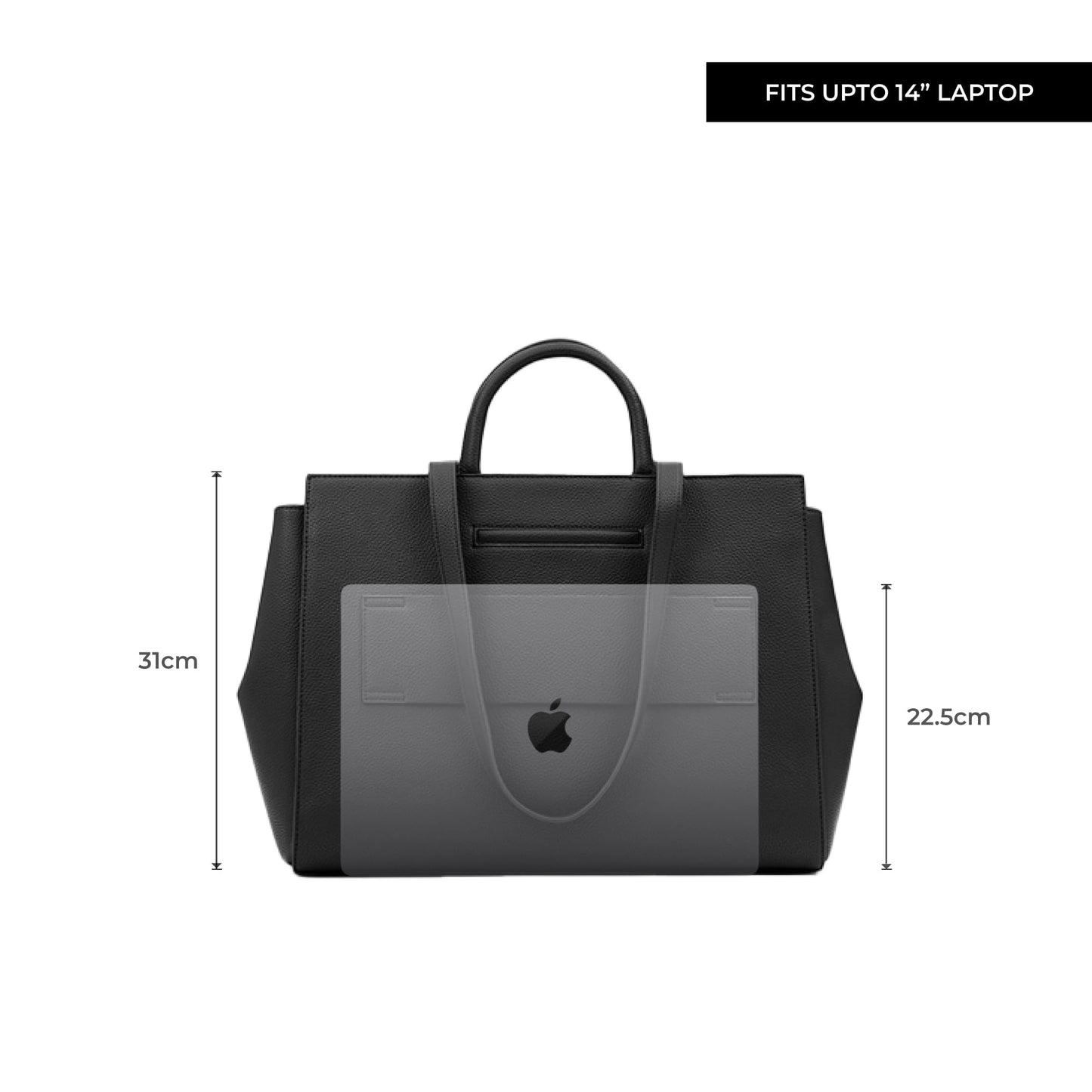 Miraggio Riana Structured Office Tote Bag For Women Fits Upto 14 Inche Laptop With Back Luggage Sleeve & Multiple Pockets | Office Shoulder Handbag For Women- Black (Black)