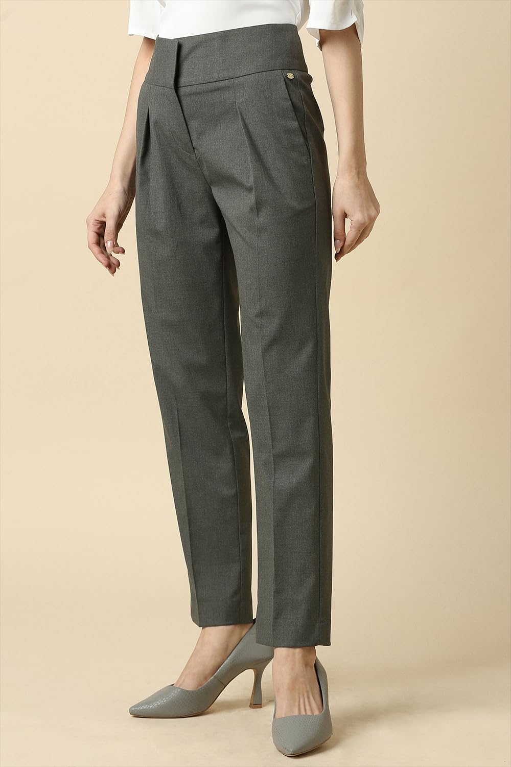 Allen Solly Women's Regular Casual Pants (AHTPWRGPF85090_Grey