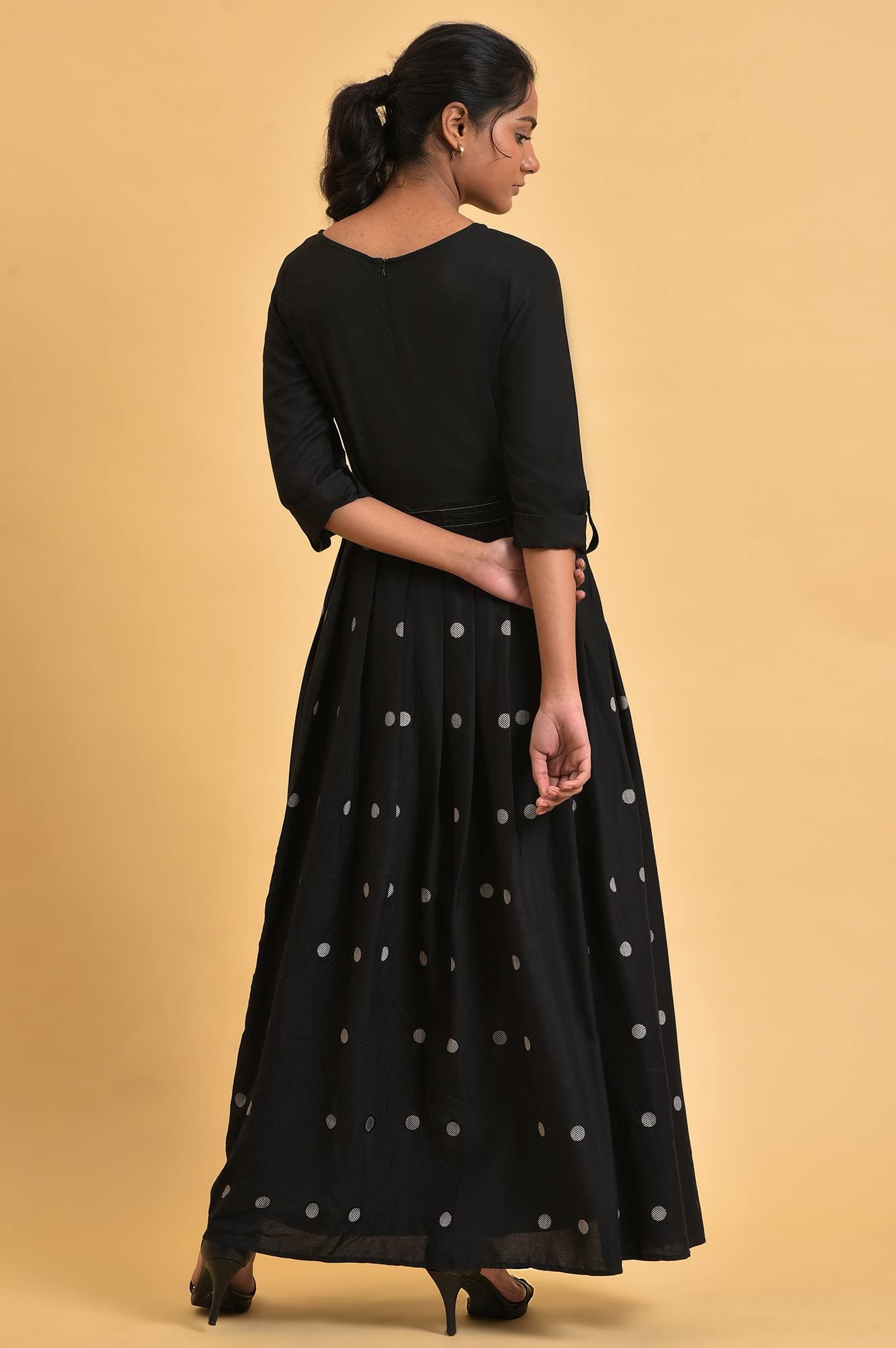 W for Woman Black Polka Dot Jumpsuit with Belt (Size: XS)-23FEW18702-120119