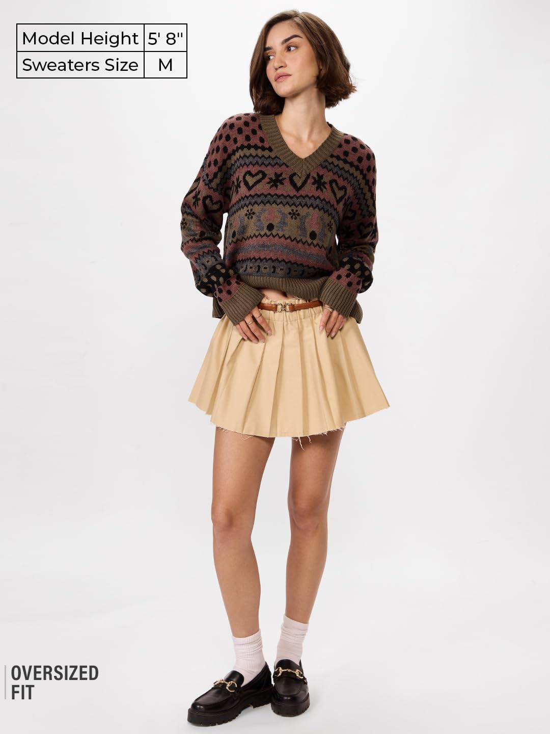 The Souled Store Auburn Oversized V Neck Women Knitted Sweater